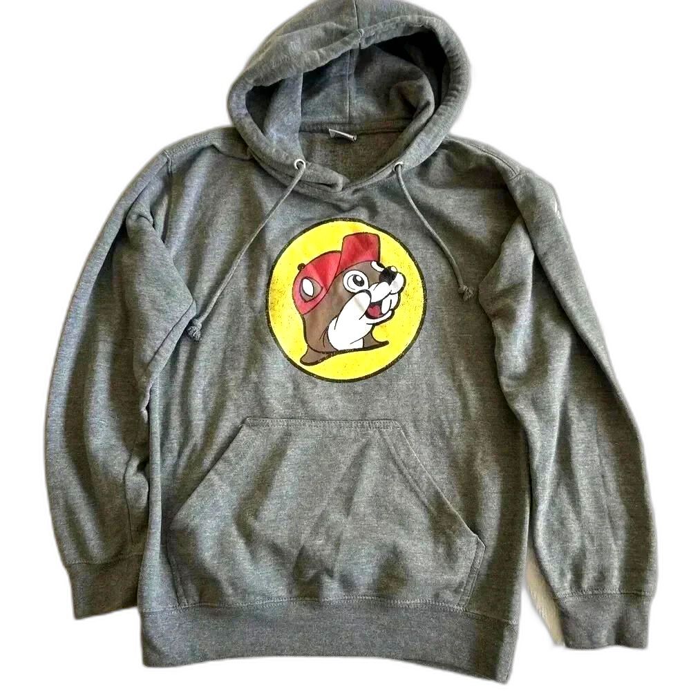 Buc-ees Hoodie Sweatshirt Fleece Long Sleeve Pullover Beaver Gray Adult Small - Picture 7 of 12